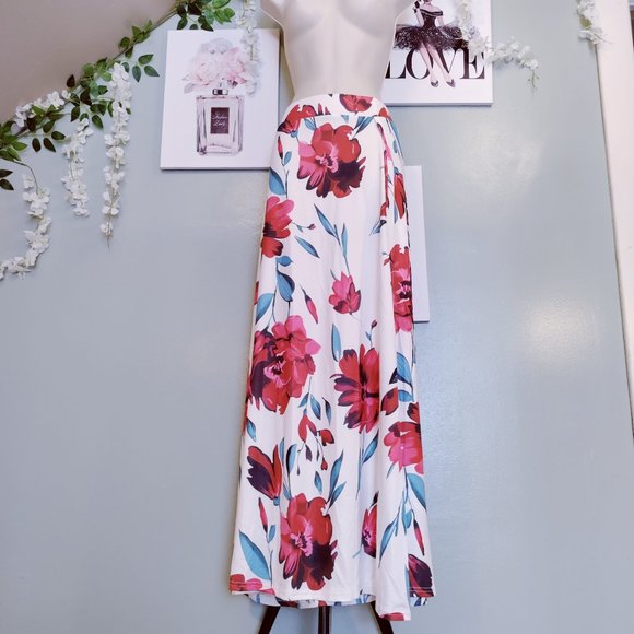 Maxi Thigh Split Skirt Floral Print - Picture 2 of 5